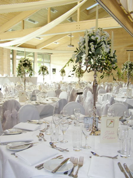 all white wedding venue room